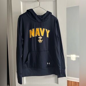 Under Armour Dark Blue Hoodie with Yellow NAVY Emblem
